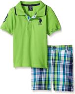 u.s. polo assn. boys' big pony pique polo shirt and plaid short set logo