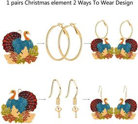 img 3 attached to 🎄 Festive Christmas Earrings: Stylish Hoop Drop Dangle Jewelry for Women and Girls, Perfect for Thanksgiving and Holiday DIY