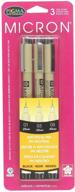 набор тушевых ручек sakura pigma micron 30061 на блистерной упаковке: черные, различные размеры стрелок - набор из 3 шт. логотип