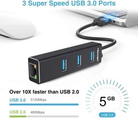 img 2 attached to 🔌 TECKNET Aluminum 3-Port USB 3.0 Hub: RJ45 Gigabit Ethernet Adapter for Ultrabooks, Notebooks, Tablets, and More