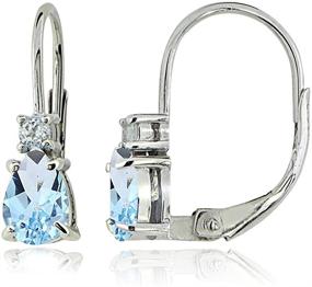 img 1 attached to 💎 Sterling Silver Genuine, Created and Simulated Gemstone & White Topaz Teardrop Huggie Leverback Earrings - Perfect for Girls and Kids