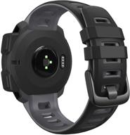 🌈 ancool заменяемый ремешок для умных часов garmin instinct - мягкий силиконовый спортивный ремешок в черно-сером цвете логотип