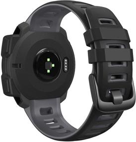 img 4 attached to 🌈 ANCOOL Заменяемый ремешок для умных часов Garmin Instinct - мягкий силиконовый спортивный ремешок в черно-сером цвете