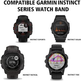 img 3 attached to 🌈 ANCOOL Заменяемый ремешок для умных часов Garmin Instinct - мягкий силиконовый спортивный ремешок в черно-сером цвете