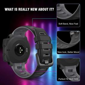 img 2 attached to 🌈 ANCOOL Заменяемый ремешок для умных часов Garmin Instinct - мягкий силиконовый спортивный ремешок в черно-сером цвете