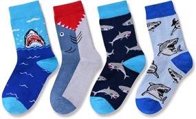 img 2 attached to HAPPYPOP Boys Socks - Novelty Crazy Shark, Space, Food, Dinosaur, Sloth, and Animals Socks for Kids (Gift Box, Ages 4-10 Years)