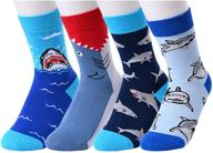 happypop boys socks - novelty crazy shark, space, food, dinosaur, sloth, and animals socks for kids (gift box, ages 4-10 years) logo