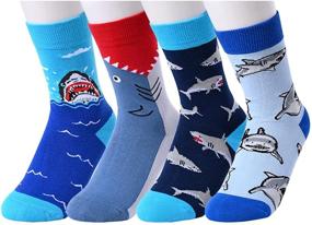 img 4 attached to HAPPYPOP Boys Socks - Novelty Crazy Shark, Space, Food, Dinosaur, Sloth, and Animals Socks for Kids (Gift Box, Ages 4-10 Years)