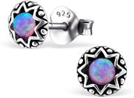 🌟 vintage style sterling silver stud earrings with tiny round lab created opal - antique inspired (e23673) logo