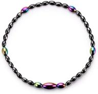 tidoo magnetic hematite anklet and therapy necklace for women - healing stone chain with hematite round beads logo