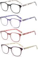 jm reading glasses: set of 4 quality spring hinge readers for men and women - perfect reading glasses for all! logo