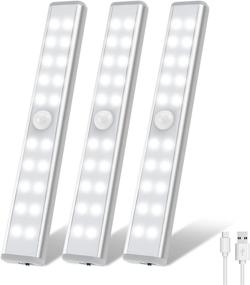 img 4 attached to 🔦 OxyLED 20-LED Rechargeable Motion Sensor Closet Light | Wireless Under Cabinet Light | Stick-on Stairs Step Light Bar | LED Night Light for Wardrobe, Kitchen - Safe Lighting Solution (Pack of 3)