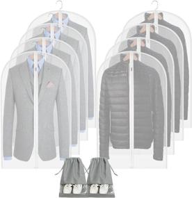 img 4 attached to 👚 Clear Garment Bags with Moth Proof Breathable Design - Pack of 8 for Clothes Storage and Travel