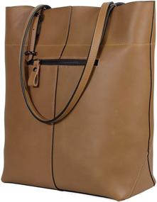 img 1 attached to 👜 YALUXE Crazy Horse Leather Vintage Style Work Shoulder Tote Bag (UPGRADED 2.0)