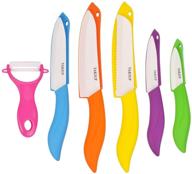 🔪 ceramic knife set with sheath covers and peeler set - 6 piece kitchen chef chef's paring bread set logo