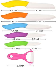 img 3 attached to 🔪 Ceramic Knife Set with Sheath Covers and Peeler Set - 6 Piece Kitchen Chef Chef's Paring Bread Set