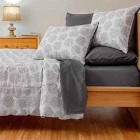 img 3 attached to 🌸 Dawn Floral Gray Bed-in-a-Bag Comforter Set, Full Size - Reversible Comforter, Matching Sheet & Pillowcase Set for Cozy and Durable Bedding