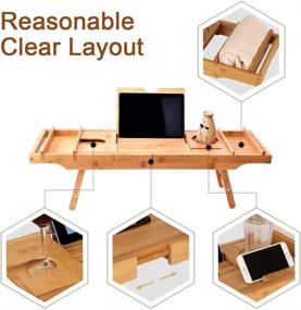 img 2 attached to 🛀 Rraycom Bathtub Caddy & Laptop Bed Desk: 2-in-1 Innovative Design for Extra Large Bamboo Tray - Perfect for Bath or Bed
