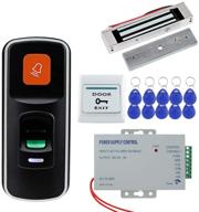 🔒 hfeng fingerprint rfid access control system kit with biometric door locks, electric 180kg magnetic lock, electromagnet, dc12v power supply, exit button, and 10 keyfobs cards – ideal for home door opener logo