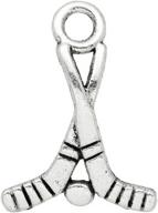 🏒 housweety 50pcs ice hockey charm pendants - silver tone, size 22mmx16mm (7/8"x5/8") logo