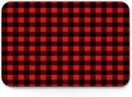 🩱 rustic red black buffalo check plaid pattern bath mat - christmas rugs, non-slip absorbent soft bathroom kitchen floor mat carpet - 18 x 30 inch логотип
