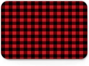 img 4 attached to 🩱 Rustic Red Black Buffalo Check Plaid Pattern Bath Mat - Christmas Rugs, Non-Slip Absorbent Soft Bathroom Kitchen Floor mat Carpet - 18 x 30 Inch