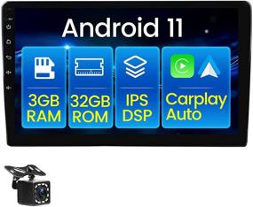 img 4 attached to 🚗 10" Android 11 Head Unit Car Stereo: Apple Carplay & Android Auto, 4G SIM Card Slot, WiFi, GPS, BT, Double Din Car Radio - Mirror Link (Android/iOS), Backup Camera, 3 USB