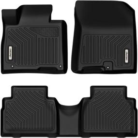 img 4 attached to 🔥 OEDRO Floor Mats: Custom Fit for 2019-2020 Hyundai Santa Fe 5 Passenger Models - Black TPE All-Weather Guard