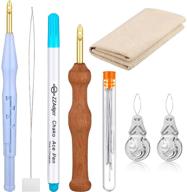 🧵 punch needle embroidery kit: complete set for cross stitching beginners - adjustable rug yarn punch needle, wooden handle pen, threader, cloth & more (17 pieces) logo