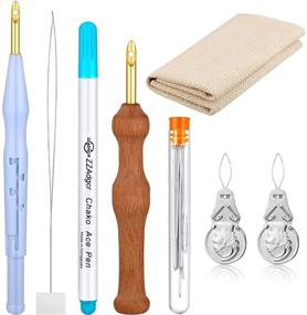 img 4 attached to 🧵 Punch Needle Embroidery Kit: Complete Set for Cross Stitching Beginners - Adjustable Rug Yarn Punch Needle, Wooden Handle Pen, Threader, Cloth & More (17 Pieces)