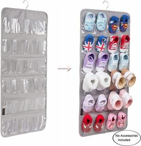 img 3 attached to Grey Polyester Hanging Baby Shoe Organizer with Hanger - Stores 12 Pairs of Baby Shoes for Boys and Girls