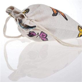 img 2 attached to 🦋 12 Pack 5 x 7 Inch Butterfly Drawstring Pouch Candy Gift Pockets for Party Wedding Favors Giveaways - Youshe Burlap Bags with Cotton Linen Candy Pouch, Jute Sack Jewelry Bag