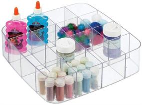 img 4 attached to 🗄️ mDesign Stackable Plastic Drawer Organizer: Clear Storage Tray for Crafts, Sewing, Hobby, and Art Supplies in Home, Classroom, or Studio
