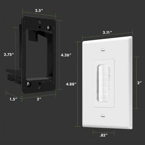 img 3 attached to 🔌 TOPGREENER Pass-Through Bristled Brush Wall Plate с крепежными кронштейнами, Низковольтная стеновая пластина для кабеля, 1-местная среднего размера 4,88" x 3,11", Белый поликарбонатный термопласт, TG8891MB-2PCS, 2 упаковки