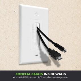 img 1 attached to 🔌 TOPGREENER Pass-Through Bristled Brush Wall Plate с крепежными кронштейнами, Низковольтная стеновая пластина для кабеля, 1-местная среднего размера 4,88" x 3,11", Белый поликарбонатный термопласт, TG8891MB-2PCS, 2 упаковки