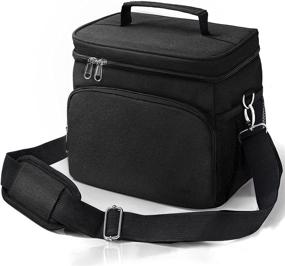 img 4 attached to 🥪 15L Large Insulated Lunch Bag for Men/Women - 24-Can Reusable Cooler Box for Office, Work, School, Picnic, Beach - Leakproof Freezable Lunch Bag with Adjustable Shoulder Strap - Black