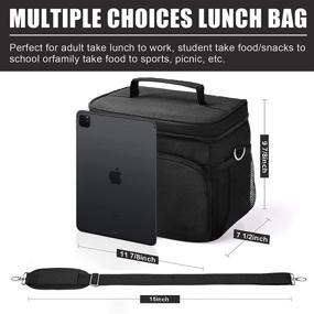 img 2 attached to 🥪 15L Large Insulated Lunch Bag for Men/Women - 24-Can Reusable Cooler Box for Office, Work, School, Picnic, Beach - Leakproof Freezable Lunch Bag with Adjustable Shoulder Strap - Black