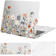 mosiso garden flowers clear base macbook air 13 inch case 2021 2020 2019 2018 release a2337 m1 a2179 a1932 - hard shell, keyboard cover, screen protector logo