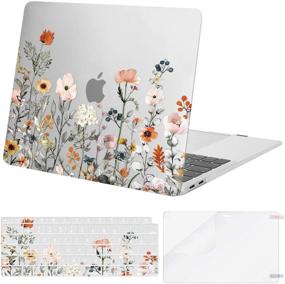 img 4 attached to MOSISO Garden Flowers Clear Base MacBook Air 13 inch Case 2021 2020 2019 2018 Release A2337 M1 A2179 A1932 - Hard Shell, Keyboard Cover, Screen Protector