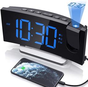 img 4 attached to Улучшенные часы-радиоприемники: проектор будильника с диммером от 0 до 100%, FM-радио, двумя будильниками, зарядным устройством USB, 5 звуками будильника и цифровым дисплеем с четким отображением для спальни.