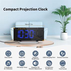 img 2 attached to Enhanced Clock Radios: Projection Alarm Clock with 0-100% Dimmer, FM Radio, Dual Alarm, USB Charger, 5 Alarm Sounds, and Clear Readout Digital Display for Bedroom
