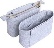 👜 hyfanstr felt insert bag organizer with zipper for women's small handbag purse, 2 piece set - tote liner pouch included logo
