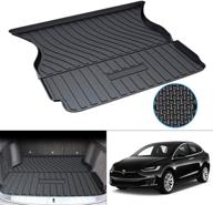 🚘 mixsuper custom fit cargo liner for tesla model x 5 passenger: all-weather trunk mat liner - durable & rear trunk floor mat (not fit 6 or 7 passenger) logo