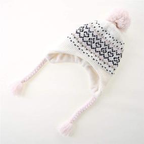 img 1 attached to Оставайтесь уютными и милыми с вязанными шапками для девочек Moon Kitty - зимние шапки с тёплыми отворотами и флисовой подкладкой!