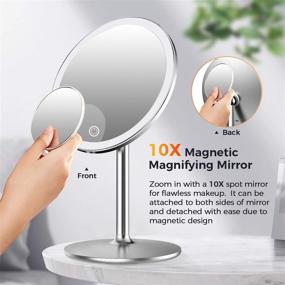 img 1 attached to 💄 Kostlich Lighted Vanity Makeup Mirror: Rechargeable LED, 10X Magnifying Mini Mirror, 3 Light Modes - Perfect for Tabletop, Bathroom or Travel