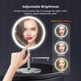 img 3 attached to 💄 Kostlich Lighted Vanity Makeup Mirror: Rechargeable LED, 10X Magnifying Mini Mirror, 3 Light Modes - Perfect for Tabletop, Bathroom or Travel