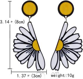 img 3 attached to 🌼 Fashionable Lightweight Acrylic Big Daisy Flower Dangle Drop Earrings for Women & Girls - Unique, Funny, 70s 80s 90s Statement Sunflower Jewelry Gifts by D.Rosse