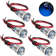 waterproof on off latching push button switch with wiring harness & led indicator light - 5pcs 12mm 12v logo