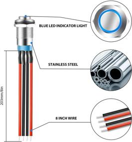 img 3 attached to Waterproof ON Off Latching Push Button Switch with Wiring Harness & LED Indicator Light - 5Pcs 12mm 12V