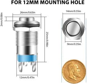 img 2 attached to Waterproof ON Off Latching Push Button Switch with Wiring Harness & LED Indicator Light - 5Pcs 12mm 12V